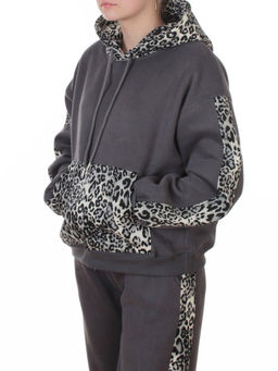 008 DK. GRAY/LEOPARD Костюм спортивный зимний женский (95% хлопок, 5% полиэстер)
