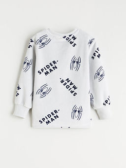 Bisiklet Yaka Spider-Man Nak??l? Kadife Erkek ?ocuk Pijama Tak?m?