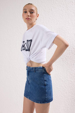 TRENDYOLMILLA Siyah Mini Denim Sort Etek TWOSS25SR00079  фото 3