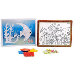 Набор для творчества: аппликация EVA крошкой и раскраска - наклейки Подводный мир