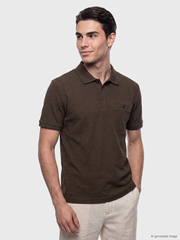 Standart Fit Polo Yaka Str?kt?rl? Erkek Ti??rt