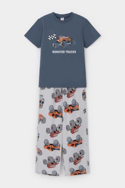 К 1599/винтажный синий,машины пижама для мал