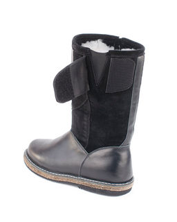 Монголки женские на войлочной подошве., Черные. Кожа. Молния. Подклад овчина.