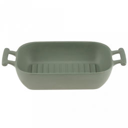 Форма для запекания керамическая "Модерн" 700мл, 19,8х13,8х5см, гриль, прямоугольная, 2 ручки, общая длина 25см, зеленый, в коробке (Китай)