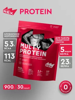 Multy Protein ProteinRex Коктейль со вкусом клубничного мороженого, 900 г