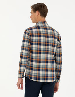 Светло-коричневая рубашка классического кроя с длинным рукавом - Cacharel фото 5