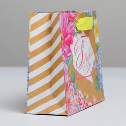 Пакет подарочный крафтовый горизонтальный, упаковка, «С 8 Марта», S 15 х 12 х 5.5 см