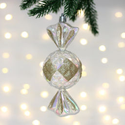 Цена за 2 шт. Елочная игрушка "Сладкая конфетка" 6,3*6,3*15 см, Шампань