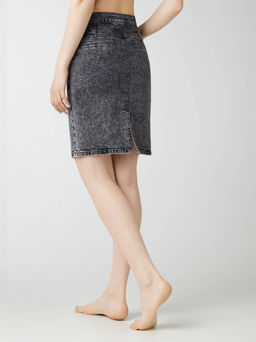 CONTE Джинсовая юбка прямого силуэта CON-385 acid washed grey