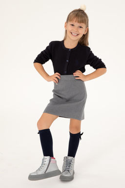 Темно-синий трикотажный кардиган для девочки Неожиданная скидка в корзине