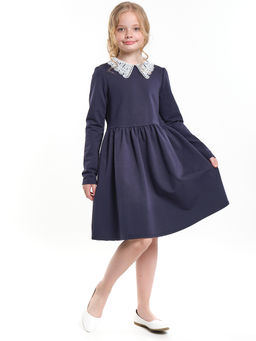 Платье школьное с белым воротником UD 6713 синий