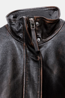 100% LEATHER BOMBER JACKET ZW COLLECTION LIMITED EDITION - Zara фото 18