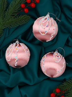 Ёлочные игрушки Бамби, шары новогодние, d=8 см, 3 шт., розовый