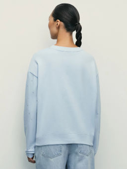 Свитшот из хлопка со стразами / Zarina  фото 5