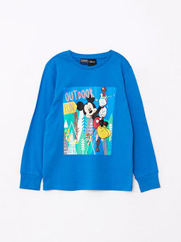 Bisiklet Yaka Mickey Mouse Bask?l? Uzun Kollu Erkek ?ocuk Pijama Tak?m? - Waikiki фото 2