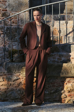 Koyu Kahverengi Crop Modal Blazer Ceket TWOSS26BC00038 - Trendyolmilla фото 3