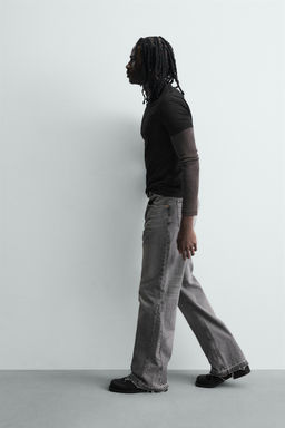 JEANS FLARE FIT ROTOS / Gris - Zara фото 6
