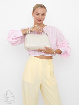 Сумка женская кожаная 1230-2Y apricot white Polina&Eiterou  в Новосибирске