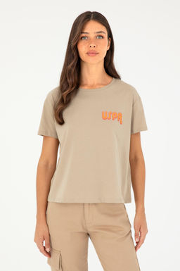 Футболка U.S. Polo Assn женская светло-хаки хлопок  фото 8