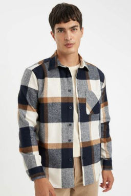 Regular Fit Kareli Oduncu Flanel Uzun Kollu Gomlek