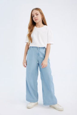 K?z Cocuk Wide Leg Genis Paca Jean Pantolon