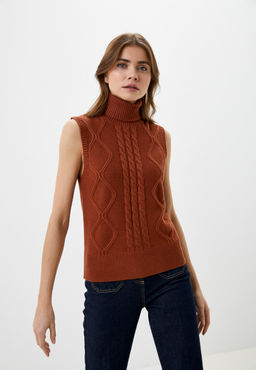 Вязаный жилет с высоким стоячим воротником