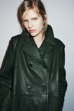 DOUBLE-BREASTED LEATHER BLAZER ZW COLLECTION LIMITED EDITION - Zara фото 12