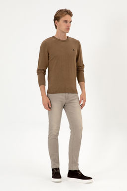Джемпер U.S. Polo Assn Slim Fit хаки меланж из хлопка