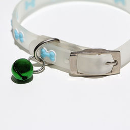 Ошейник Косточки, 28 х 1 см, ОШ 18-24 см, прозрачный/голубой - Пижон фото 3