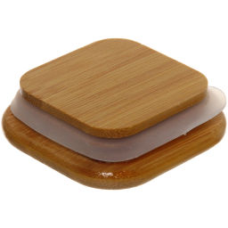 Банка для продуктов стеклянная 560мл "Хай-Тек" с бамбуковой крышкой, квадратная 6*20см