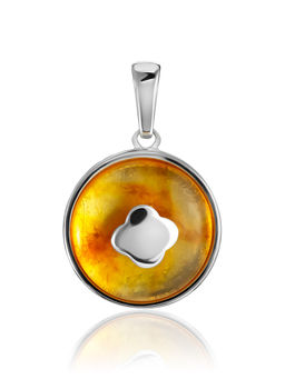 Миниатюрная круглая подвеска с янтарём лимонного цвета Монако