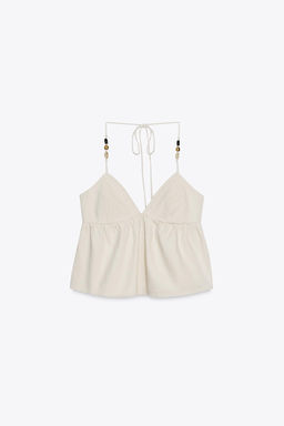 BEADED DENIM HALTER TOP - Zara фото 6