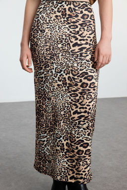 TRENDYOLMILLA Kahverengi Leopar Animal Bask?l? Beli Lastikli Maxi Kalem Etek TWOAW25ET00124  фото 4