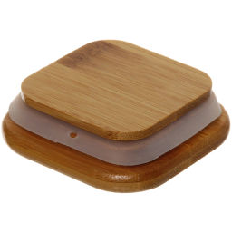 Цена за 2 шт. Банка для продуктов стеклянная 300мл "Хай-Тек" с бамбуковой крышкой, квадратная 6*12см