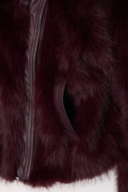 Bordo Oversize Kal?p Kurk Biker Ceket Mont TWOAW26MO00058 - Trendyolmilla фото 7