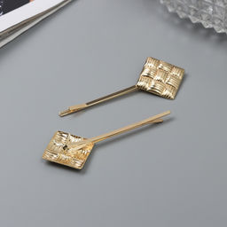 Невидимки для волос «Бенте», набор 2 шт., квадраты, 5 см, золото