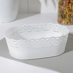 Корзинка для хлеба и фруктов IDEA «Ажур», пластик, 14×22×8 см, белая