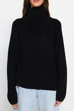 Siyah Fermuar Detayl? Triko Kazak TWOAW24KZ00145 - Trendyolmilla фото 3