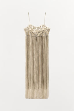 EMBROIDERED FRINGED COMBINATION DRESS - Zara фото 15