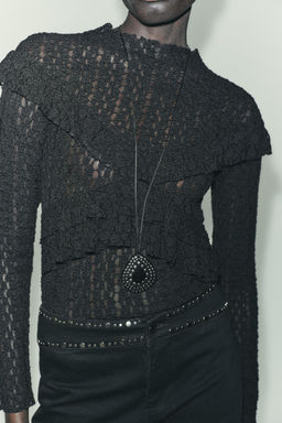 LACE TOP WITH RUFFLES - Zara фото 4