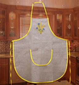 Фартук с вышивкой модель ЛП 34 Васильки-Колоски лен 100% - Лен поволжья фото 2