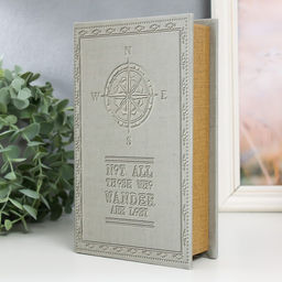 Шкатулка книга - сейф «Компас», дерево и искусственная кожа, с замком, 21×13×5 см