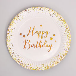 Посуда одноразовая бумажная для праздника Happy Birthday, 6 тарелок, 6 стаканов, 6 колпаков, гирлянда