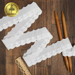 Кружево шитье хлопок KRUZHEVO арт.TBY.0377 шир.35мм цв.01 белый, уп.13,71м