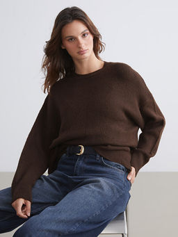 Bisiklet Yaka Oversize Kad?n Triko Kazak