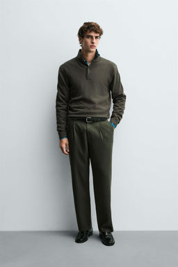 BUTTON-UP HIGH NECK SWEATER