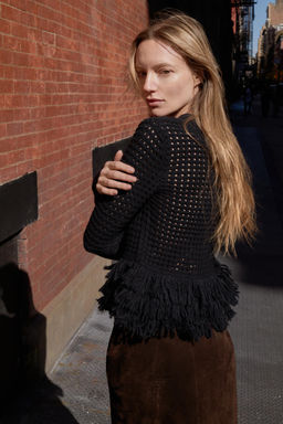 FRINGED PLAID KNIT JUMPER - Zara фото 2