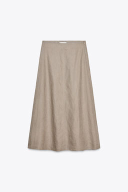ZW COLLECTION 100% LINEN MIDI SKIRT - Zara фото 6