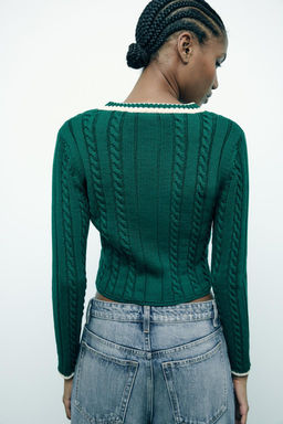 CABLE KNIT SWEATER - Zara фото 6