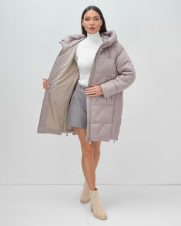 Куртка зимняя женская классическая с капюшоном светло-коричневого цвета 7671SK - Visdeer фото 17